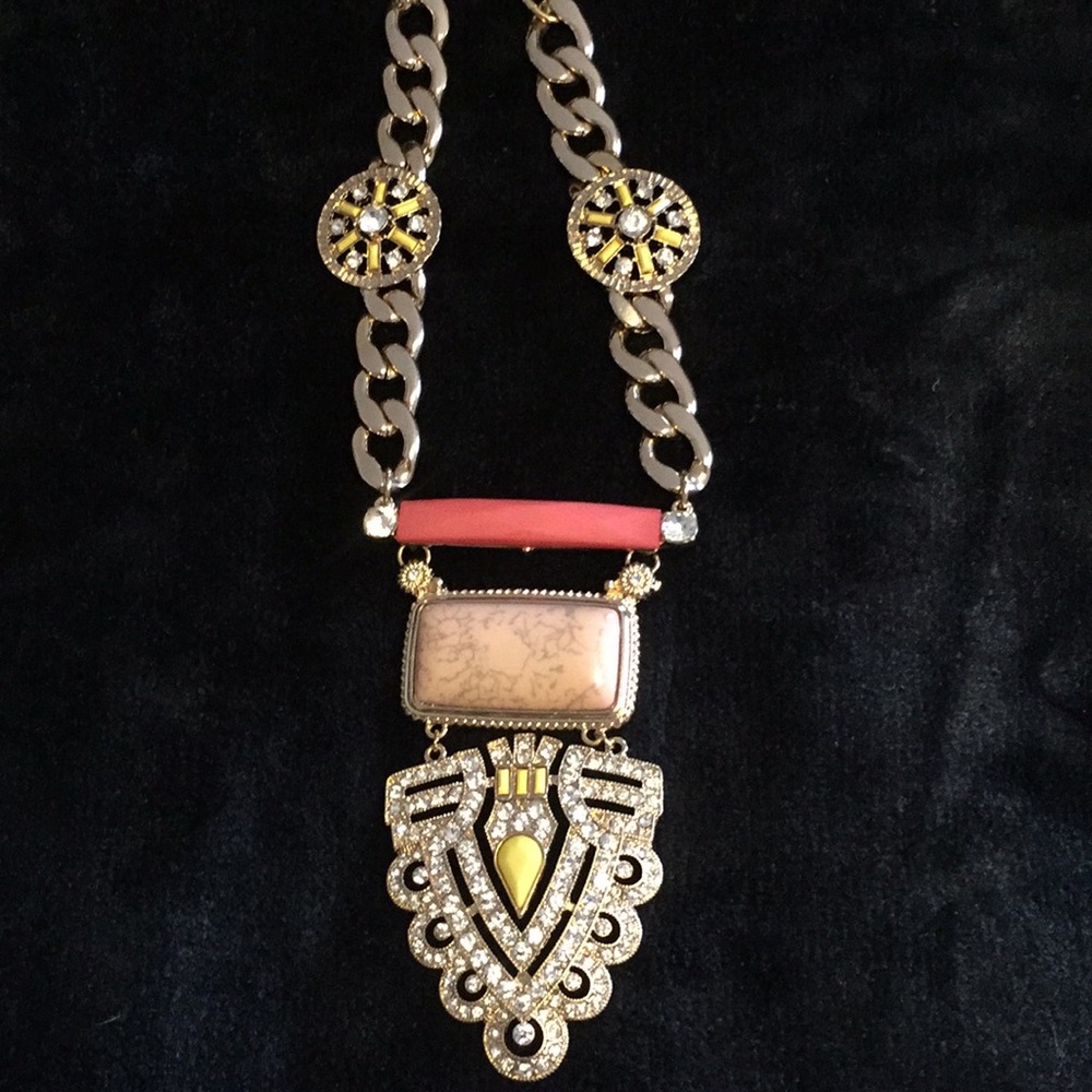 Bauble Bar gold statement necklace with chain det